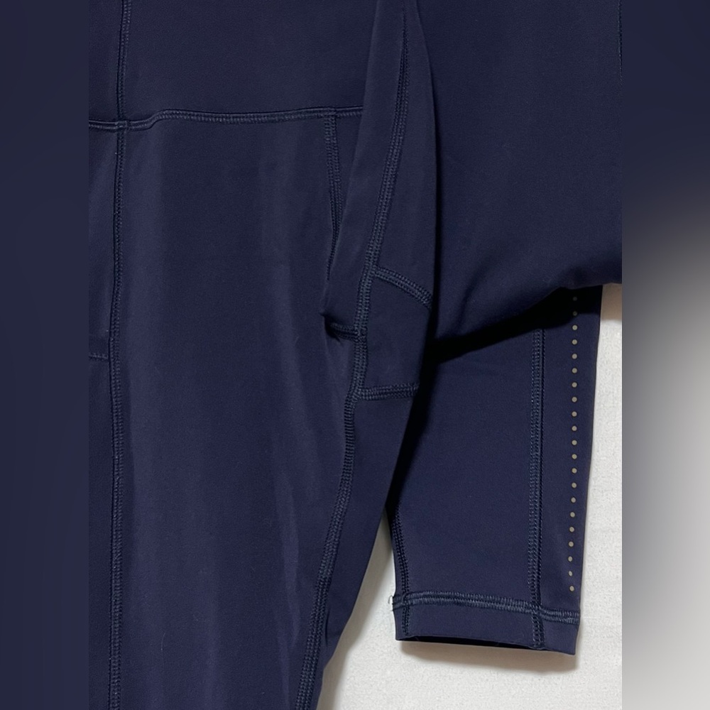 Navy Blue High Rise Yoga Leggings Running Activewear Workout Gym Pockets - Picture 8 of 9